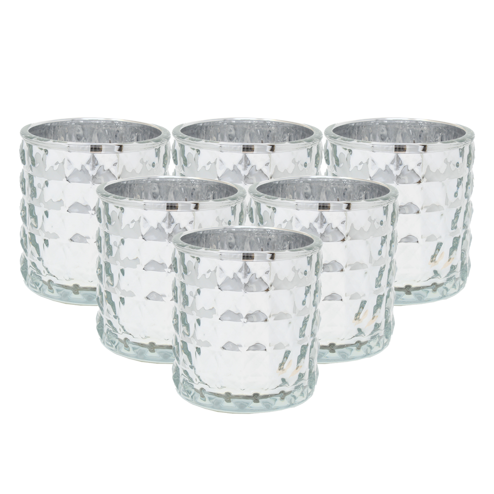 Ms Lovely Large Studded Glass Votive Tealight Candle Holders - Set of 6